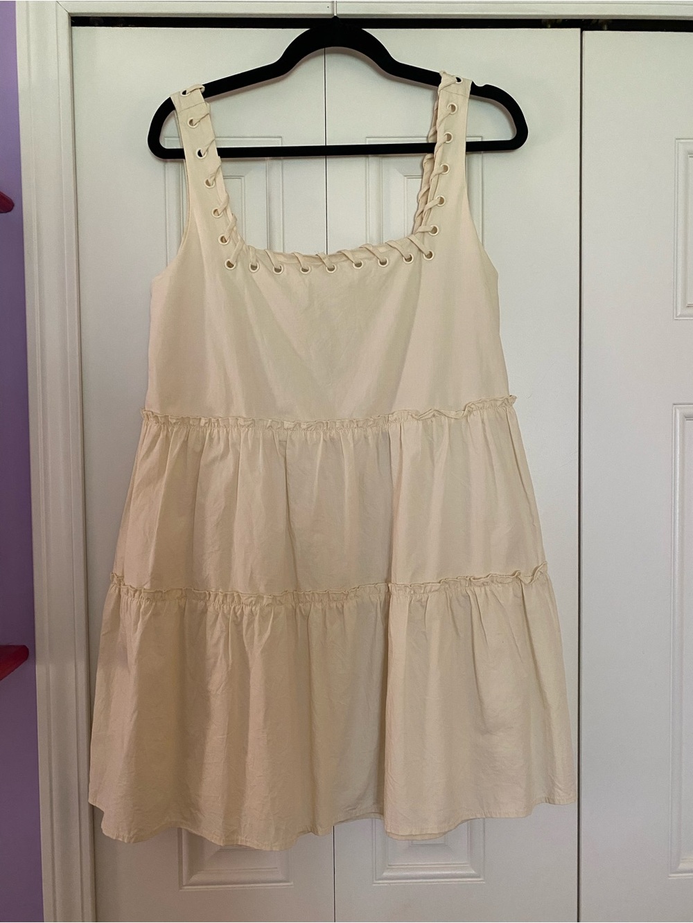AUREUM Cream Square-Neck Tiered Mini Dress - Picture 3 of 7